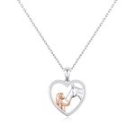 Philip Jones Girl and Horse Heart Necklace Created with Zircondia® Crystals