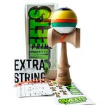 Sweets Kendamas 5-Stripe Prime Kendama - All Levels, Stripe Design, Extra String Accessory Bundle (Poncho)