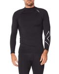 2XU Mens Ignition Compression Long Sleeve Shirt for Training and Fitness, Black/Silver, Medium