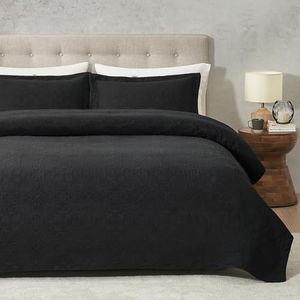 Hansleep Black Quilt California King Size - Baroque Ultrasonic Summer Bedspread California King, Soft Lightweight Coverlet Bedding Set, 3 Pieces (1 Quilt, 2 Pillow Shams)