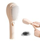 Retractable Hair Brush with Self-Cleaning Bristles - Ergonomic Handle, Anti-Static, Telescopic Design for All Hair Types and Wigs, One-Click Cleaning Hair Comb for Women and Men (Baby Pink)