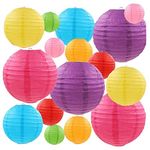 16 Pcs Colorful Paper Lanterns (Multicolor,Size of 4”, 6”, 8”, 10”) - Chinese/Japanese Paper Hanging Decorations Ball Lanterns Lamps for Home Decor, Parties, and Weddings