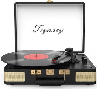 Trynnay Bluetooth Record Player – Black Vinyl Turntable