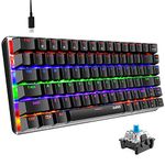 Hoopond Mechanical Keyboard, AK33 Rainbow LED Backlit USB Cable Gaming Mechanical Keyboard, 82 key Compact Mechanical Gaming Keyboard with Anti-ghosting Keys for Gamers & Typists(Blue switch, Black)