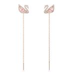 Swarovski Women's Dangle and Drop Earrings, Rose Gold Tone Plated, Zirconia, Pink, One Size