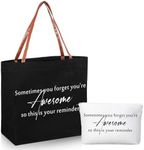 Queekay 2 Pcs Coworker Inspirational Gift Bags for Women Sometimes You Forget You Are Awesome Sign Thank You Gifts Totes Bags and Makeup Bag for Coworker Teacher Work