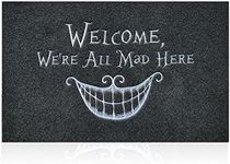 Funny Door Mats Outdoor Welcome Mats Indoor with Natural Rubber Backing,Smiley Doormats for Entryway Front Back Door Hallway Garage Entrance Mats Black