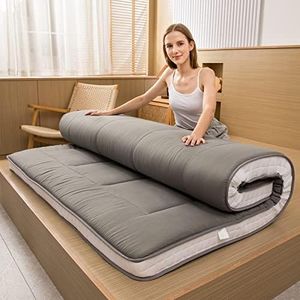 MAXYOYO Futon Mattress, Padded Japanese Floor Mattress Quilted Bed Mattress Topper, Extra Thick Folding Sleeping Pad Breathable Floor Lounger Guest Bed for Camping Couch, Dark Grey, Full