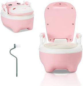 Ikodm Siège de toilette pour bébé, pot pour enfant, type de tiroir Baby Potty, entraîneur de toilette avec poignées, coussin en polyuréthane souple, protection anti-éclaboussures(rose)
