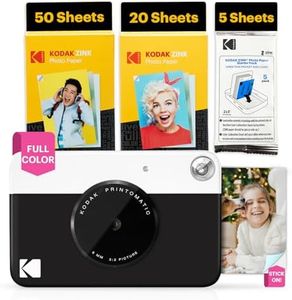Kodak Printomatic Full-Color Instant Print Digital Camera - 75 Sheets Bundle - Prints On Zink 2x3 Sticky-Back Photo Paper - 5MP, Portable, Creative Fun Gift for Birthday, Christmas, Holiday - Black