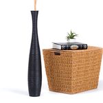 Leewadee Large Black Home Decor Floor Vase – Wooden 70 cm Tall Farmhouse Decor Flower Holder For Fake Plant And Pampas Grass