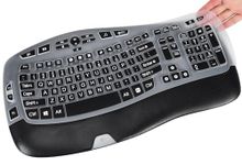 CaseBuy Keyboard Cover with Large Letters Compatible with Logitech K350 MK550 MK570 Wireless Wave Ergonomic Keyboard Protector with Oversized Print Letters -Black