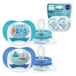 Philips Avent Ultra Air Dummy, for 6-18 months, Orthodontic & BPA-Free, Including Sterilizer/Carrying Case, 2 pcs (Model ‎SCF080/03)