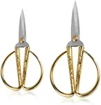 Wasan Gold Plated Dragon and Phoenix Relief Design Bonsai Scissors, Chinese Shears Household Traditional Scissors for Sewing, Art Craft, Food Paper Cutting - 2 Packs (5" and 6")