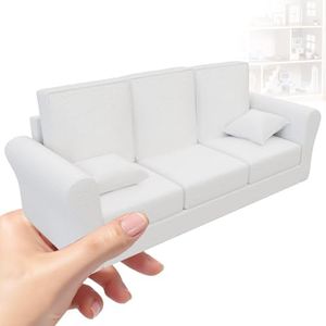 Doll House Furniture Couch, 1:18 Scale Miniature Sofa for Dollhouse Living Room, Doll Sofa for Kids & Collectors – Fashion Style Doll House Furniture Couch for Dolls