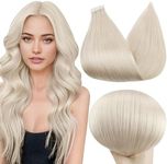 Full Shine Invisible Tape In Hair Extensions 14 Inch Soft Natural Tape Extensions Color 1000 White Blonde Hair Extensions Tape In 40 Pcs 100 Gram Skin Weft Tape In Human Hair Extensions For Women