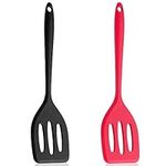 WLLHYF 2 Pack Small Silicone Turners Non Stick Slotted Kitchen Spatulas High Heat Resistant Cooking Utensils Ideal Cookware for Fish, Eggs, Pancakes