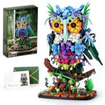 JOJO&Peach Floral Owl Toy Building Sets, MOC Creative Flower & Animal Model Set, Collectible Display Model, Mother's Day Birthday Gifts Toys for Adults and Kids Age 8 9 10 11 12+(1193 Pieces)