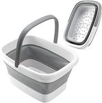 ALINK Collapsible Foot Bath Basin, Foot Soak Tub with Handle Foot Spa Bath 15L/4 Gallons Massager Foot Soaking , Pedicure Foot Soak,Collapsible Bucket for Cleaning Mop,Gray