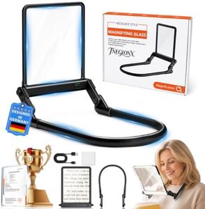 2026 Upgraded 12X Magnifying Glass with Light for Reading【Industry-Leading Ultra HD Lens】【Bright LED Full Page Book Magnifer】【Flex Silicone Neck Protection】 Hands Free Magnifier I Cross Stitch Craft
