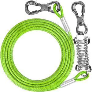 120FT Dog Tie Out Cable Lead with Shock Spring for Medium Large Dogs | Shock-Absorbing; 500LBS Tensile Strength; Strong Stainless Steel Core; 360° Swivel Locking Hook; Anti-Rust Vinyl Coating