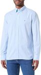 Tommy Hilfiger Men's NAT. Soft Flex Gingham RF Shirt MW0MW32837 L/S, Vessel Blue/Optic White, XL