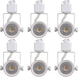 Cloudy Bay 8W 3000K Warm White Dimmable LED Track Light Head,CRI90+ True Color Rendering Adjustable Tilt Angle Track Lighting Fixture,40° Angle for Accent Retail,White Finish,Halo Type- Pack of 6