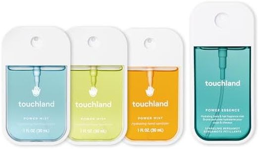 Touchland SUNLIT BURST SET, Power Mist Hydrating Hand Sanitizer Spray, (Citrus, Frosted Mint, Lemon Lime), 1 FL. OZ. + Sparkling Bergamot Body & Hair Fragrance Mist, 2 FL. OZ.,Travel Size Set