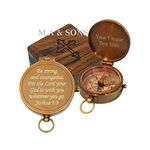 M.A & SONS Antique Brass Pocket Compass with Optional Hardwood Case, Customized Your Massage on Compass for Your Special One