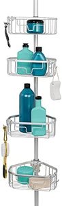 Zenna Home NeverRust Aluminum Tension Pole Shower Caddy, 4 Basket Shelves, Adjustable, 60 to 97 Inch, Satin Chrome