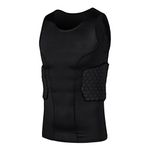 Hockey Padded Compression Vest Sleeveless Shirt Chest Protector Tank Top for Rugby Basketball Football Paintball Skateboard Skiing Vest Shirt For Mens Boys