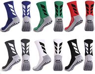 MENDENG Mens Grip Socks Soccer Non Slip Socks for Men Anti Slip Hospital Socks Grippers Non Skid Training Athletic Socks, 6 Pairs/Mixed Colors, 6-12