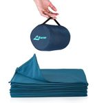 Litume Travel Blanket Lightweight and Breathable, 122x170 cm, Soft Airplane Blanket for Travelers, Foldable Camping Sheet with Stuff Sack for Flight, Train, Camp, Traveling (Fleece(Teal))