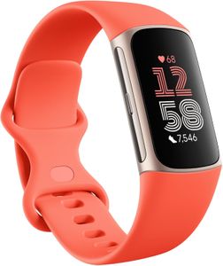 Fitbit Charge 6 Fitness Tracker – Gold with Red Band