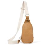 Higton Original Crossbody Diaper Bag With Plain Ivory Strap - Small, Compact & Organized Diaper Bag, Light Brown