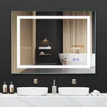 FITLAND 36"x 28" LED Bathroom Mirror with Light, Anti-Fog, Dimmable, Color Temperature Adjustable 3000-6000K, Memory Function Led Wall Mirror for Bathroom, Vanity (Vertical/Horizontal)