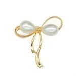 la luen Bow Brooch Pins Brooches Imitation Pearl Simple Bowknot Clip Pin for Women Dress Shawl (golden)