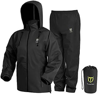 TIDEWE Rain Suit, Waterproof Breathable Lightweight Rainwear (Black Size XL)