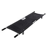 SAFETYZONE Foldable Two Fold Stretcher Aluminium for Medical Emergency with Patient Holding Strap Made In India (Black)