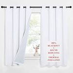 NICETOWN White Blackout Curtains 3-in-1 Noise Thermal Insulation Curtains Upgraded Effect with Felt Fabric Lining, Suitable for Nursery/Baby/Kids Room (Pure White, 1 Pair, 52 inches x 63 inches)