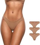 INLYRIC Women's Inbarely Soft Thong - No Show Sexy Panties Breathable V-waisted Ladies Underwear 3 Pack Gravel (3pack) XX-Large