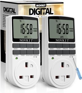 NOVKIT Digital Timer Plug 2-Pack – Programmable Socket Switches