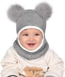 Camptrace Baby Toddler Winter Hat Scarf Set Pom Girls Boys Kids with Fleece Lined Beanie Snow Hat Hood 1-4T