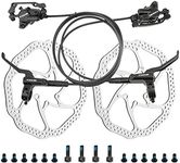 MEROCA Mountain Bike Hydraulic Brake Set With 160mm Six Spike Discs,Hydraulic Brake Set Left Front 800mm Right Rear 1400mm,Pm Adapter Included.