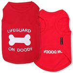 Parisian Pet Dog Tshirt - Embroidered “ Lifeguard on Doody “ Boy Dog Shirt - Pure Cotton and Lightweight Dog Clothes - Red Dog Tee Shirts - Machine Washable Dog Shirt for Large Dogs - 3XL