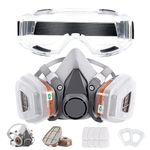 Savoryhive Gas Mask Set Respirator with Filters and Goggle Activated Carbon Mask Gas Mask Paint Respirator for Epoxy Resin, Wall Painting, Welding, Polishing, Spraying, Mold Removal, Construction