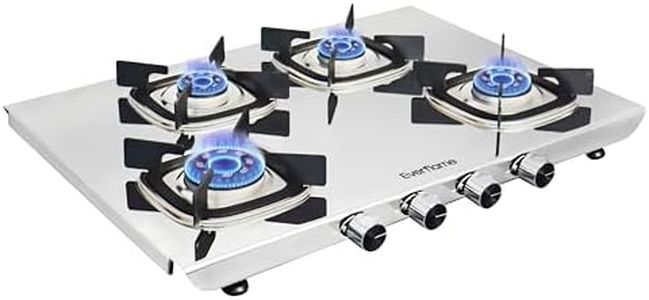 Everflame Photon 4 Burner Gas Stove | 2mm Thick Stainless Steel Bahubali Body | Heavy & Durable Cooktop | PetalArc Forged Brass Burners | ISI Certified | 2 Years Warranty | Doorstep Service