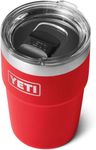 YETI Rambler Cup, Vacuum Insulated Stainless Steel Stackable Cup with Magslider Lid, Colour, Rescue Red, 16 oz (475 ml)