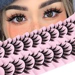 False Eyelashes 10 Pairs Japanese Style Anime Lashes Thick Cosplay Lashes Natural 16 MM Manga Lashes Spiky 8D Wispy Full Strip Doll Lashes by FANXITON