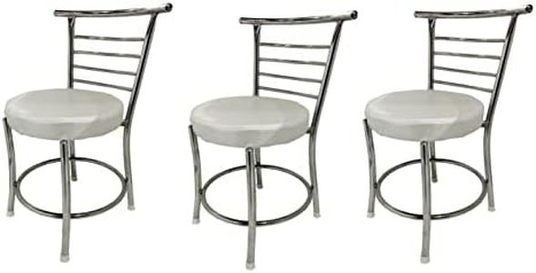 P P CHAIR Dining Chrome Steel Dining Chair Garden Chair Patio Chair for Home Dining Tables Heavy Duty (Grey, 3)